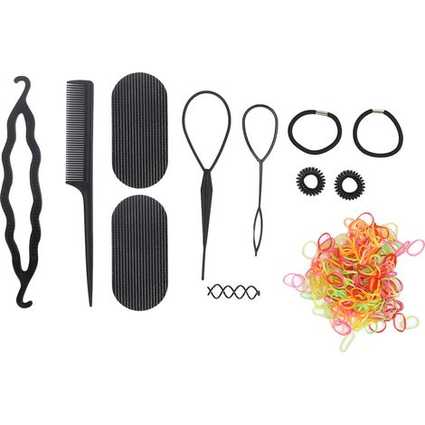 12 peignes à queue en silicone pour coiffure, kit de 12 outils de modelage capillaire pour école et fête (1/5)