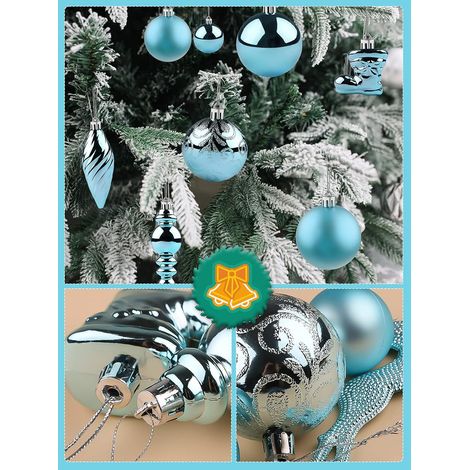 Boule de Noël, décoration de boule de Noël en 30 pièces, arbre de Noël immortel, fête de mariage, décoration de fête familiale, décoration d'arbre de Noël (bleu) (1/4)