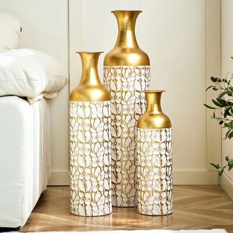 Ensemble de trois grands vases de sol Ce produit de haute qualité allie esthétique et fonctionnalité, s'intègre parfaite (1/5)