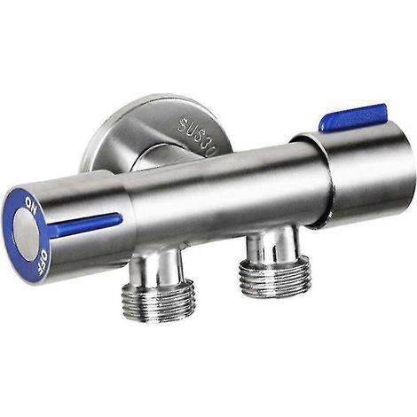 Robinet de salle de bain pour machine à laver, à deux poignées, en acier inoxydable, pour eau froide (1/5)