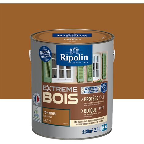 Ripolin – Peinture bois intérieur et extérieur satin 2,5L – Haute protection 10 ans – Résistance intempéries et UV – Barrière anti-pluie (1/10)