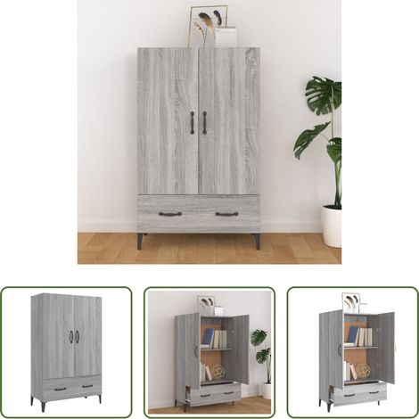 Hochbeistelltisch - Highboard Grau Sonoma 70x31x115 cm Holzwerkstoff (1/5)