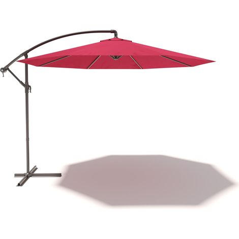 Ombrellone 3x3 M Decentrato Retrattile Braccio Rotabile 360° Chiusura Manovella Base A Croce Giardino Esterno Piscina Bar In Acciaio Inossidabile Telo 180 g/m2 Impermeabile Anti UV (Bianco) - Misura: 