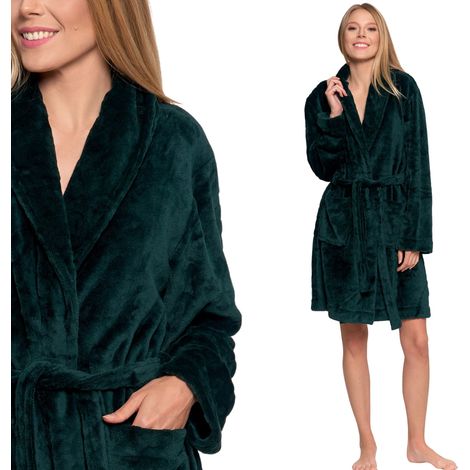 Bata corta de forro polar cálida para mujer sin capucha, regalo Moraj Verde S verde (1/5)