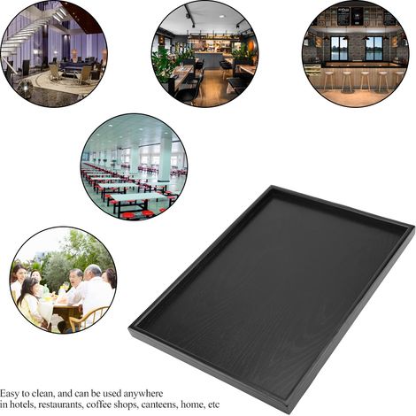 Rechteckiges Serviertablett aus Massivholz für Tee, Kaffee, Snacks und Mahlzeiten – 35 x 24 cm, elegantes und robustes Serviertablett. (1/5)