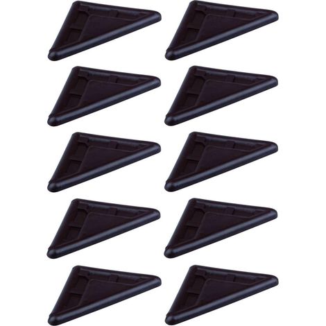 10x Patin de coin de meuble triangulaire en plastique marron foncé Banquette Clic Clac Guide Angle Protection Table Etagère, 78 x 43,5 x 5mm (1/2)