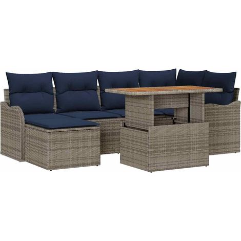 Garden Sofa Set 7 pcs Grey and navy blue vidaXL (1/5)