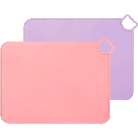 Set de table antidérapant en silicone pour bébé 2 pièces (rose + violet)