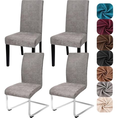 Stuhlhussen 4er Set Kunstleder Grau für Schwingstühle & Freischwinger (1/5)
