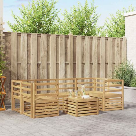 Teenpull – Outdoor-Sofagarnitur 7 Stk. Weiß Massivholz Akazie (1/5)