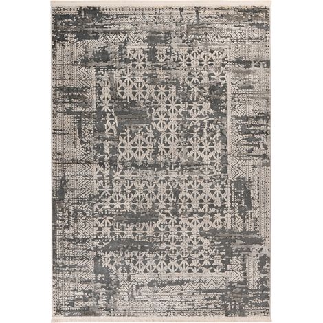 Tapis gris design effet patiné court poil intérieur - 150 x 80 cm (1/4)
