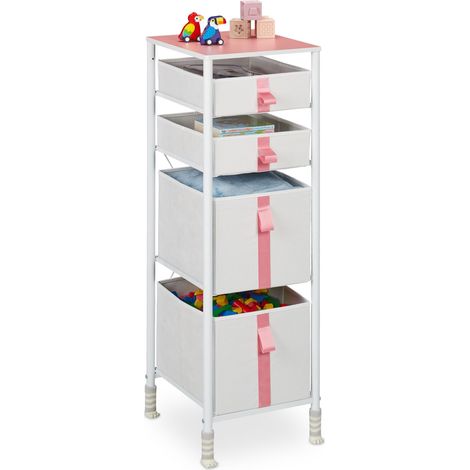 Cassettiera portaoggetti per bambini 4 cassetti pratica 94 x 40 x 80 cm design carino in MDF bianco 130014584