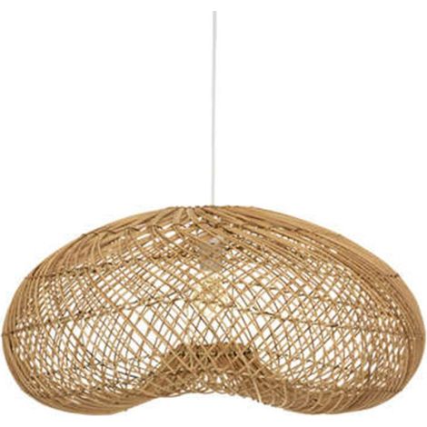 Atmosphera – Lampe suspension en rotin 68cm beige – Douille E27 – Hauteur ajustable – Câble 100cm – Pour intérieur moderne (1/4)