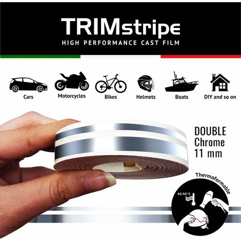 Trim Stripe Strisce Adesive per Auto, 2 Fili, Cromo (1/5)