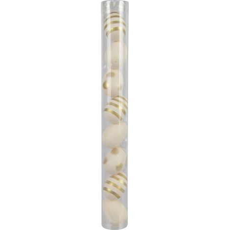 Kaemingk Deko-Eier Polystyrol 8er Set 5 cm weiß-gold Figur