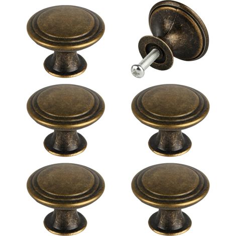 Poignée Meuble Cuisine, 6 Pcs, Vintage, 30mm, Rond (1/5)