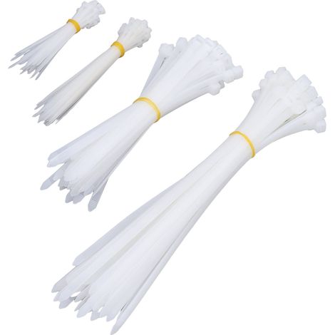 200 Serre-Câbles en Nylon Résistants - Lot de 4, 6, 8, 12 Pouces - Charge 18-120 lb - Blanc - Pour Câbles et Fils (1/5)