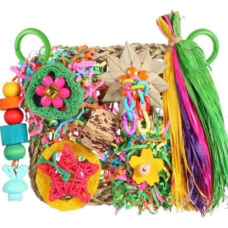 Juguetes para pájaros, alfombra de hierba, loros, cacatúas, pinzones, tórtolas, jaula de hierba, pájaros pequeños a medianos (sol cálido) (1/5)