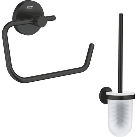 Dispensador de papel de pared + escobillero GROHE Start negro mate (1/5)