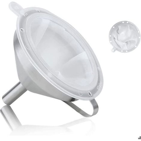 Entonnoirs en Acier Inoxydable 5 Pouces / 13 cm Entonnoir Cuisine avec Anse Filtre et Filtre 200 Mesh Pour Le Transfert des (1/5)