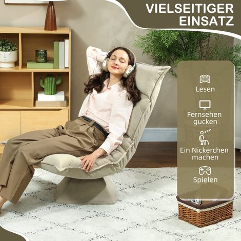 Fauteuil de sol pivotant 360° avec dossier réglable sur 5 positions, canapé d’angle pliable rembourré, chaise de méditation beige pour salon, gaming et lecture. (1/5)