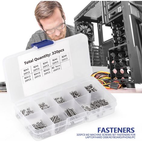 Kit 320 vis métriques M2, boulonnerie de fixation pour ordinateur portable, disque dur, clavier, téléphone, PC (1/5)
