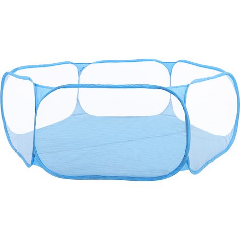 Parc de jeu portable transparent pour petits animaux de compagnie, chiots, chats et lapins, enclos/tente d'extérieur bleu (1/5)