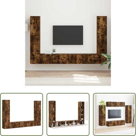 Wohnzimmermöbel - TV-Schrankset 8 pcs Geräucherte Eiche Holzwerkstoff (1/5)