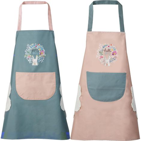 Tablier de cuisine pour femme avec poches pour essuyer les mains, grande poche, essuyage à la main, imperméable pour la cuisine et la pâtisserie (1/5)