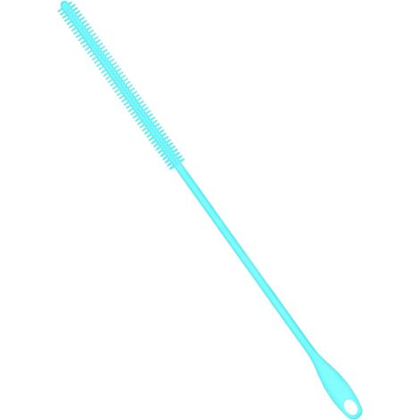 Sollbry Brosse à Paille Silicone 8mm, 24cm Extra Longue Nettoyeur de Paille Pliable Réutilisable Brosse de Nettoyage des Crevasses de Paille pour Paille en Métal et Verre (Bleu) (1/5)