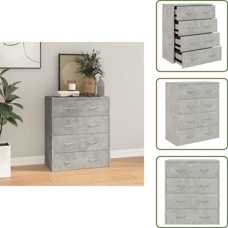 Kommode mit 4 Schubladen 60x30,5x71 cm Betongrau - Kommode - Sideboard - Wohnzimmermöbel - Holzmöbel - Betongrau (1/5)