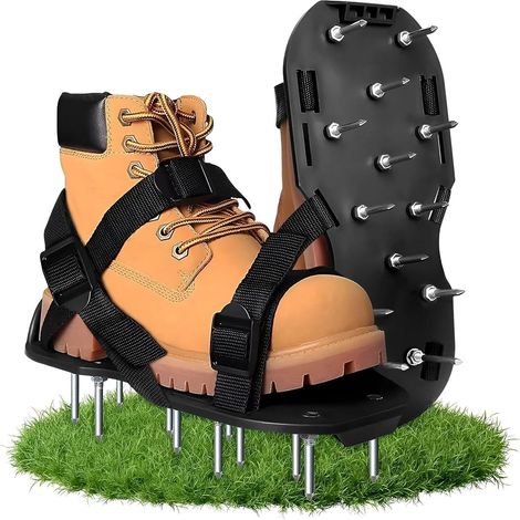 Scarpe per arieggiatori da prato, arieggiatori da giardino, scarpe per arieggiatori da prato, arieggiatori manuali con punte e cinghie regolabili per un uso efficace per l'aerazione (1/5)