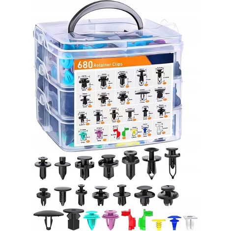 CLIPS PARA TAPICERÍA, CLIPS PARA AUTOMÓVILES, 680 PIEZAS, JUEGO GRANDE PARA AUTOMÓVILES (1/5)