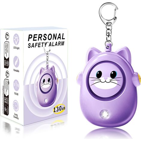Alarme de sécurité 130 dB, alarme d'urgence, alarme d'agression, autodéfense, puissante, personnelle - Violette - alarme anti-agression (1/5)