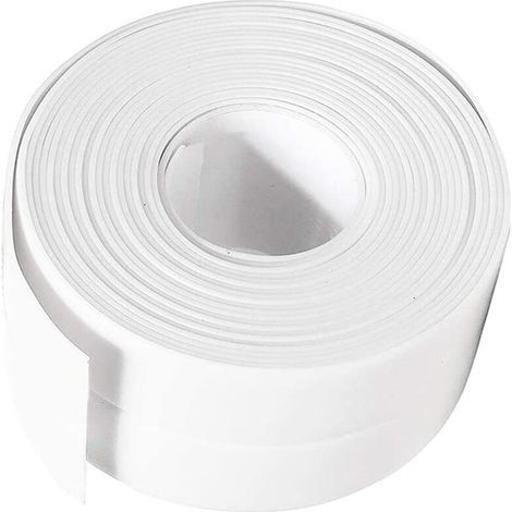 White PVC self-adhesive sealing tape – 3.8cm wide – For bathtub, shower, and sink joints – Easy to cut and apply (1/5)