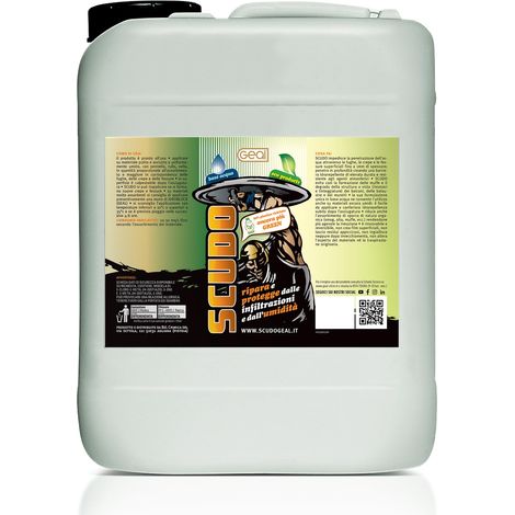 GEAL SCUDO. Idrorepellente Anti Infiltrazioni Base Acqua. Elimina Infiltrazioni da Terrazze, Pavimenti e Rivestimenti. 5 Litri (1/4)