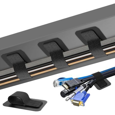 Under-Desk Cable Management, [Holds Up to 15 Cords] [Improved Wire Holder] Cord Organizer, Adjustable Hook and Loop Cable Ties, Reusable Cord Holder, 30 Pairs (1/5)