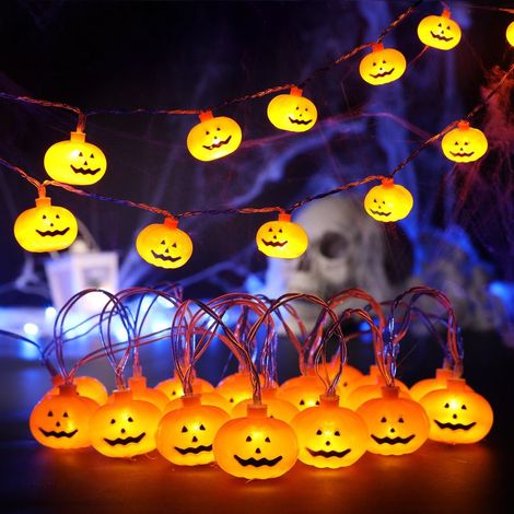 Halloween-Lichterkette mit Kürbismotiv, 2,5 m, 20 LEDs, Sonderangebot, geeignet für drinnen und draußen (1/5)