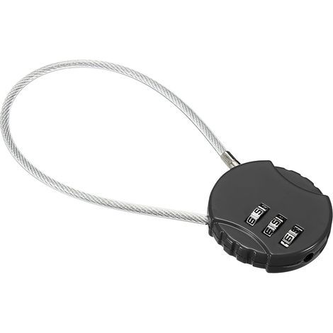 Cadenas à combinaison noir, 3,7 cm de large, 5 cm de hauteur intérieure, cadenas de sécurité réinitialisable à 3 chiffres pour sacs de voyage. (1/5)