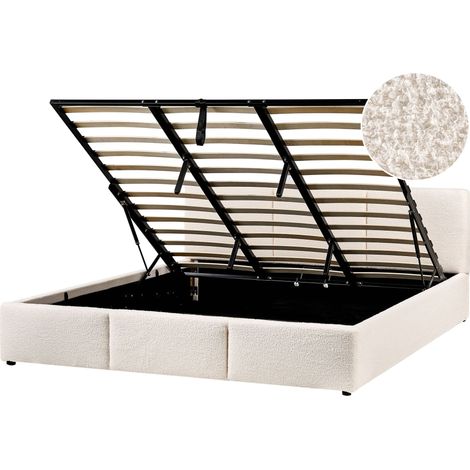 Ottoman Bed Boucle BOUSSE 180 x 200 cm (EU Super King) Off-White