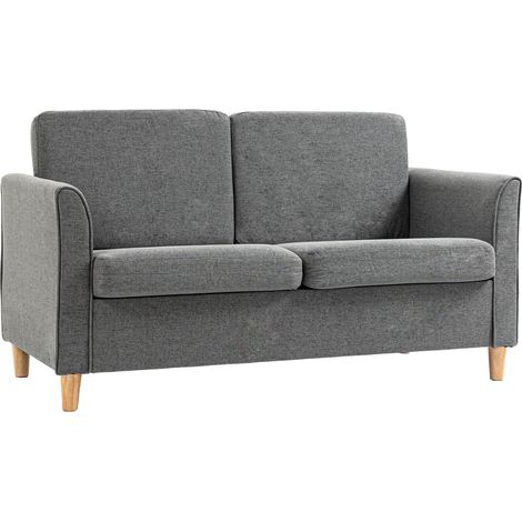 Modern Grey Compact Loveseat Sofa for Living Room,Two-Seater with Wooden Legs and Armrests,Perfect Space-Saving Furniture