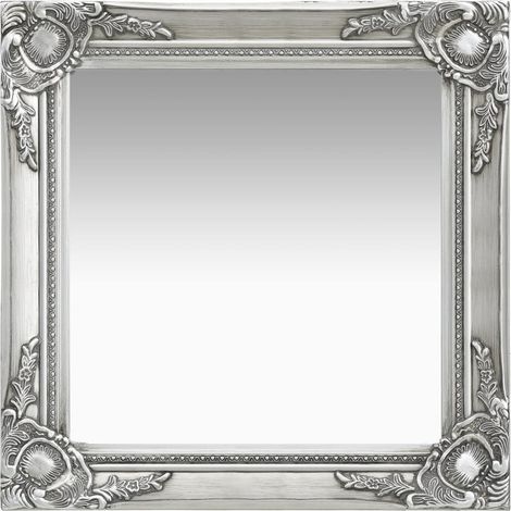 Espejo de pared cuadrado estilo barroco 50x50 cm Plata DEC022856