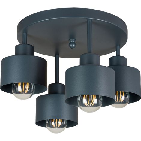 Plafoniera color antracite, in metallo industriale, 4xE27, illuminazione LED moderna per soggiorno, cucina, camera da letto, cameretta dei bambini, loft. (1/5)