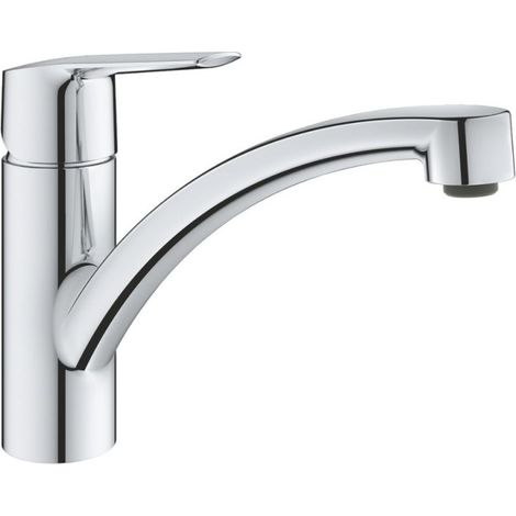 Mitigeur de cuisine monocommande bec bas – Hauteur sous bec 146 mm – Finition chromée résistante – Installation rapide Grohe FastFixation