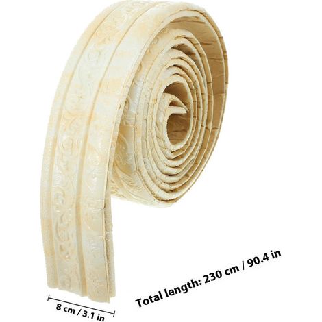 Moulure adhésive beige en mousse pour ceinture, compatible avec les angles muraux (2 rouleaux) (1/4)