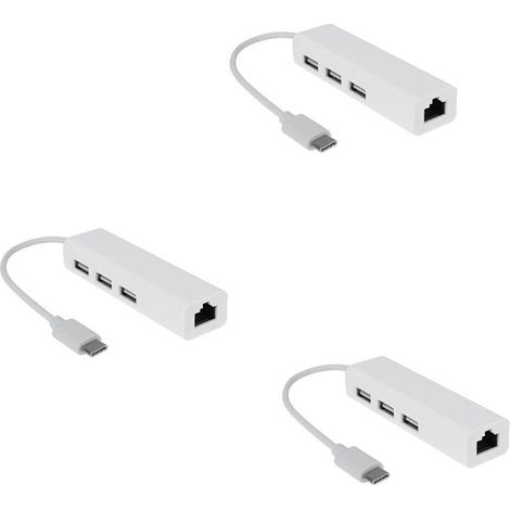 3x USB-C USB 3.1 Typ C auf USB RJ45 Ethernet LAN Adapterkabel-Hub für PC (1/4)