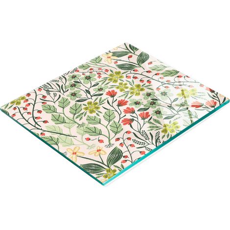 Tabla de cocina de vidrio templado con motivos decorativos de plantas veraniegas, 60x52 cm. (1/5)