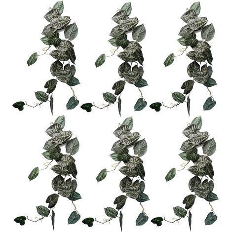 6 x 120cm Artificial Hanging Trailing Plant Alocasia Dragon Scale Dark - Premium Quality (1/5)