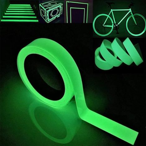 RubansAutocollant Fluorescent, Glow in The Dark Tape, RubansAdhésif Vert,RubansBande de Sécurité, Auto-adhésif (1CM × 3M, One Size) (1/4)