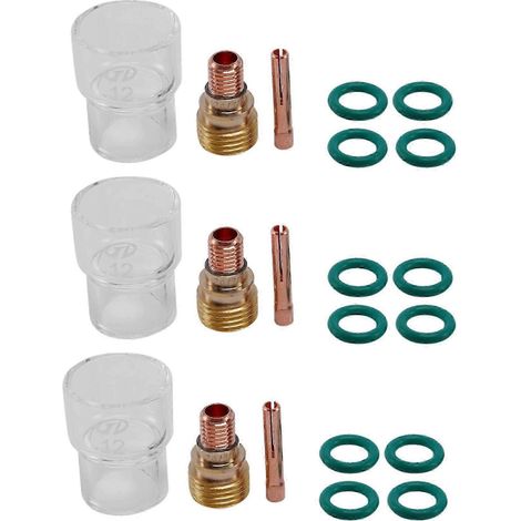 Ensemble de 21 pièces de verrerie Pyrex n° 12, mandrin à poignée courte, lentille à gaz, torche de soudage TIG compatible avec les accessoires de soudage WP-92025, fdq (1/5)